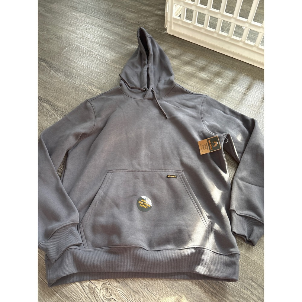 Brahma Mens Charcoal Sky Pullover Hoodie Hidden Phone Pocket BR3614829 L NWT